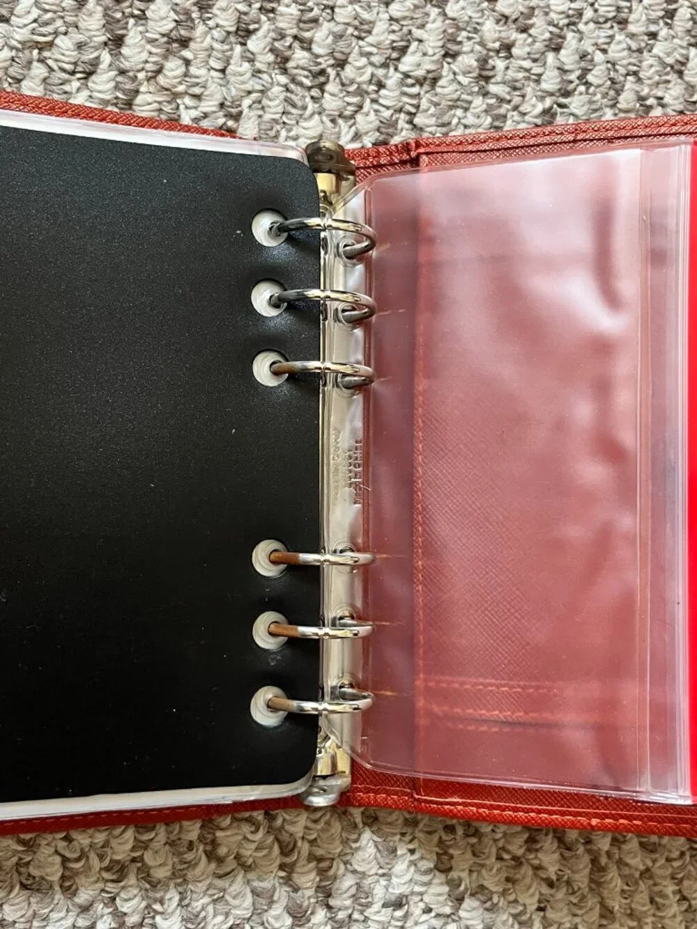 Franklin Covey 6 Ring Leather Organizer Planner Classic size Burgundy pen loop